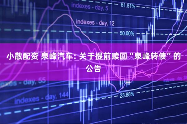 小散配资 泉峰汽车: 关于提前赎回“泉峰转债”的公告